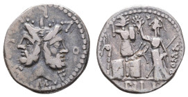 Antike Römer
Münzen Römische Republik M. Fourius L.f. Philus, Denar (3,79g), 119 v. Chr, Rom. Av: Januskopf, darum "M FOVRI L F". Rev: Behelmte stehe...
