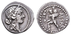 Antike Römer
Münzen Römische Republik C. Iulius Caesar, Denar (3,64g), 47/46 v. Chr., Heeresmünzstätte in Afrika. Av: Venuskopf nach rechts. Rev: Aen...
