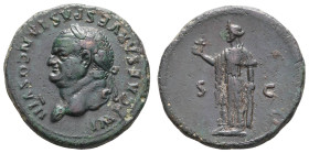Antike Römer
Münzen Römische Kaiserzeit Vespasianus, 69-79, As (11,61g), Rom. Av: Büste nach links, darum "IMP CAESAR VESPASIAN COS VIII". Rev: stehe...
