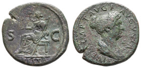 Antike Römer
Münzen Römische Kaiserzeit Julia Titi, 79-91, Dupondius (12,64g), Rom, geprägt unter Titus. Av: Büste nach rechts, darum Umschrift. Rev:...