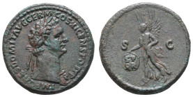 Antike Römer
Münzen Römische Kaiserzeit Domitianus, 81-96, As (13,20g), Rom. Av: Kopf nach rechts, darum "IMP CAES DOMIT AVG GERM COS XI CENS POT PP"...