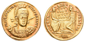 Antike Römer
Münzen Römische Kaiserzeit Constantius II., 337-361, Solidus (4,44g), Sirmium, Av: Brustbild des Constantius mit Schild und geschulterte...