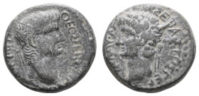 Antike Römer
Münzen der Römischen Provinzen Makedonien, Thessalonica, Æ (6,52g), Claudius und Divus Augustus, 41-54. Av: Kopf des Claudius nach links...