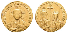 Antike Byzanz
 Constantinus VII. und Romanus I., 913-959, Solidus (4,40g), Konstantinopel. Av: Christusbrustbild mit Nimbus von vorne, darum Umschrif...