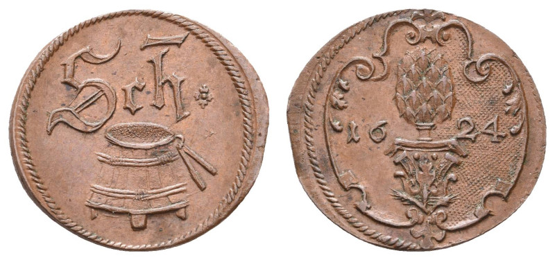 Deutschland bis 1800 Augsburg Reichsstadt
 Kupfer- Scheffelmarke, 1624, Forster...