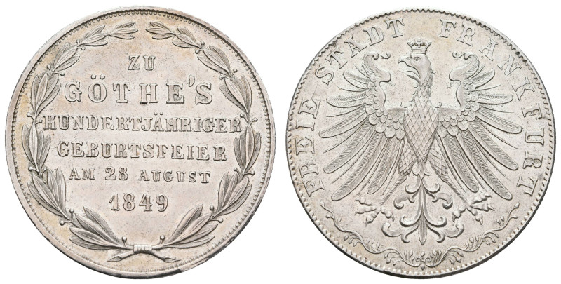 Deutschland 1800-1871 Frankfurt am Main Freie Stadt
 Doppelgulden, 1849, Goethe...