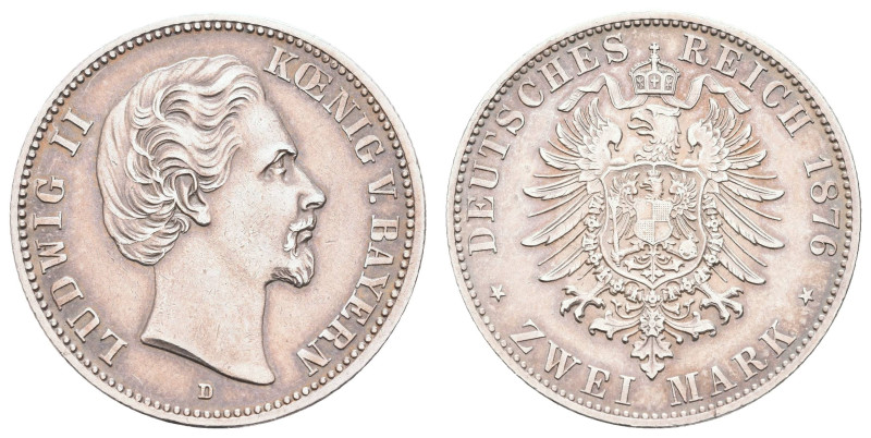 Silbermünzen des Kaiserreichs Bayern
 2 Mark, 1876, Ludwig II., f. vz. J. 41