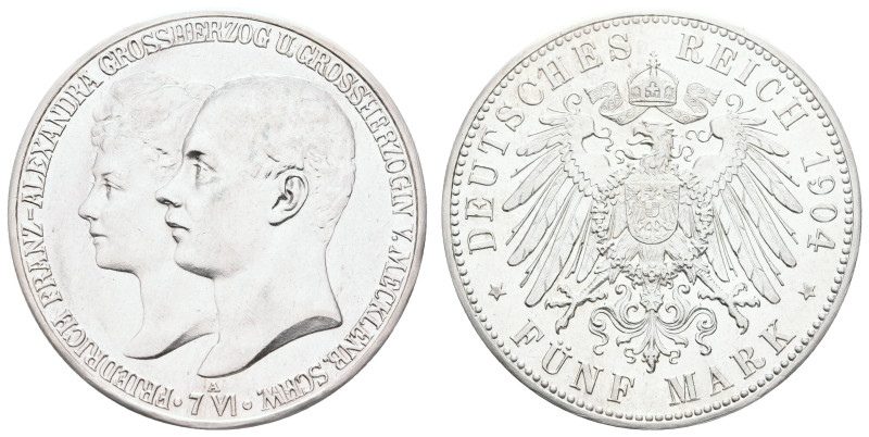 Silbermünzen des Kaiserreichs Mecklenburg-Schwerin
 5 Mark, 1904, Friedrich Fra...