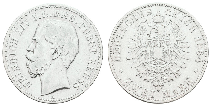 Silbermünzen des Kaiserreichs Reuss jüngere Linie
 2 Mark, 1884, Heinrich XIV.,...