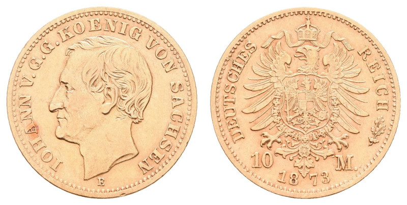 Goldmünzen des Kaiserreichs Sachsen
 10 Mark, 1873, Johann, wz. Rf., ss. J. 257...