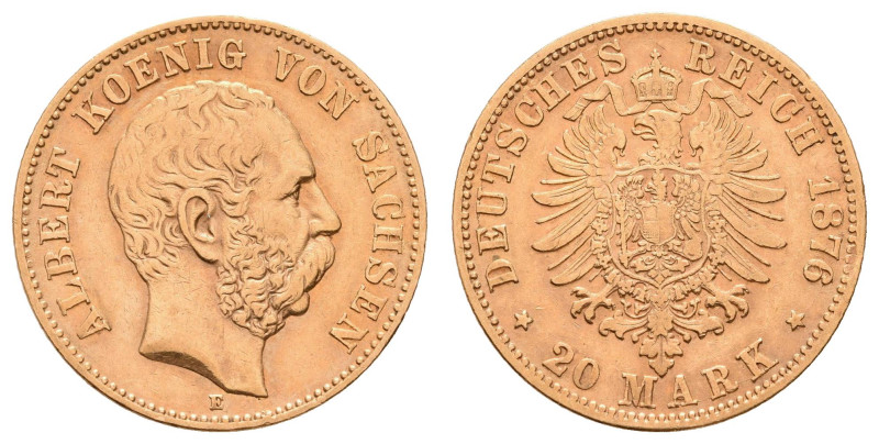 Goldmünzen des Kaiserreichs Sachsen
 20 Mark, 1876, Albert, kl. Rf., ss. J. 262...