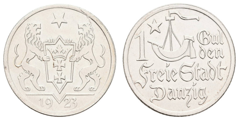 Münzen der deutschen Nebengebiete
 Danzig, 1 Gulden, 1923, kl. Kr., Stempelfehl...