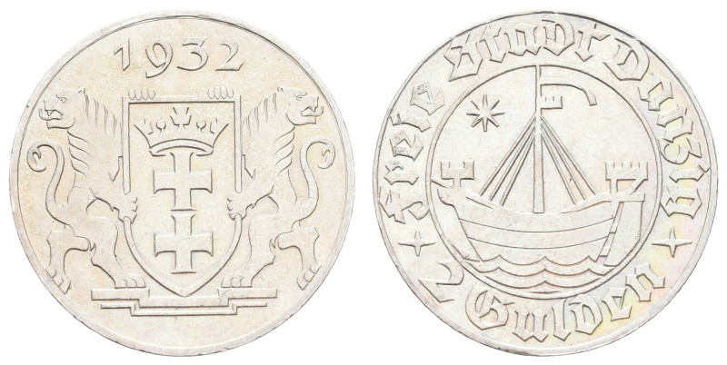 Münzen der deutschen Nebengebiete
 Danzig, 2 Gulden, 1932, Kogge, kl. Rf., wz. ...