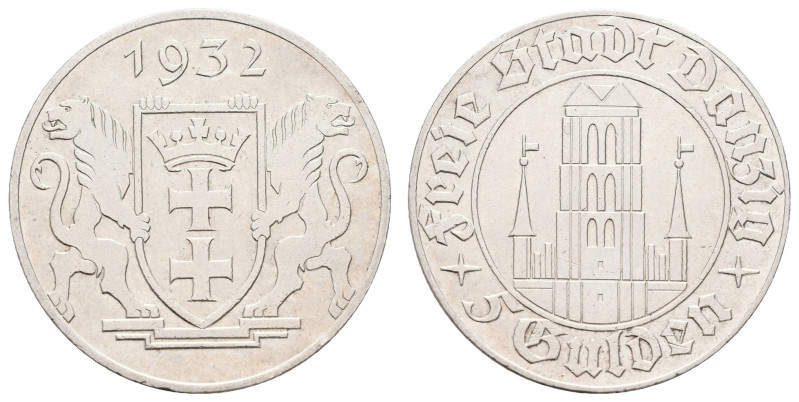 Münzen der deutschen Nebengebiete
 Danzig, 5 Gulden, 1932, Marienkirche, kl. Kr...