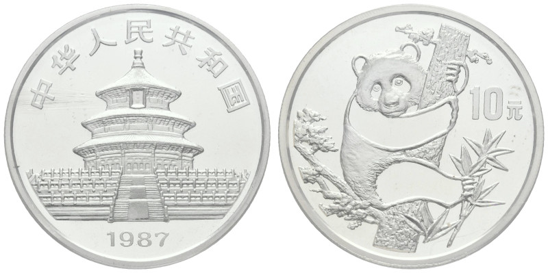 Europa und Übersee China Volksrepublik
 10 Yuan, Silber, 1987, Panda, KM 167, S...