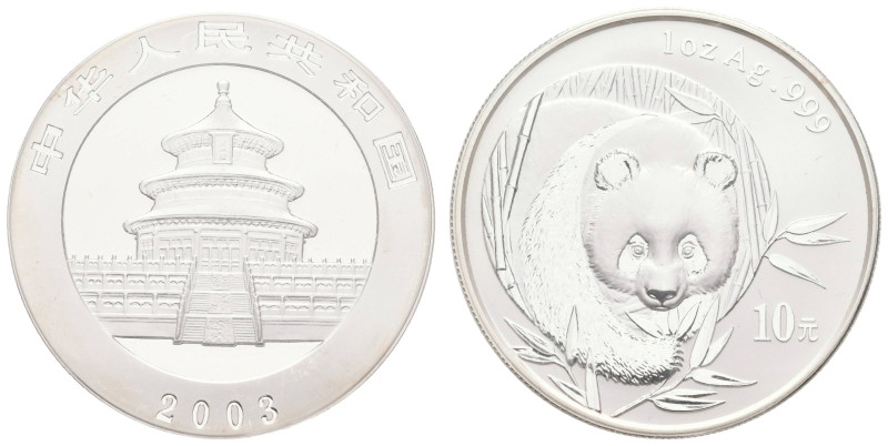 Europa und Übersee China Volksrepublik
 10 Yuan, 2003, Panda, KM 1466, gekapsel...