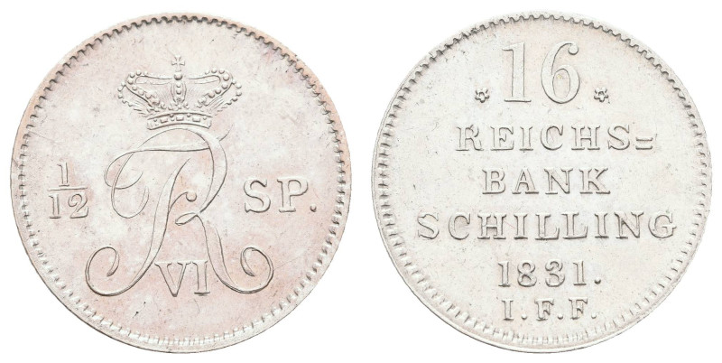 Europa und Übersee Dänemark
 16 Rigsbankskilling, 1831, Frederik VI., IFF, Hede...