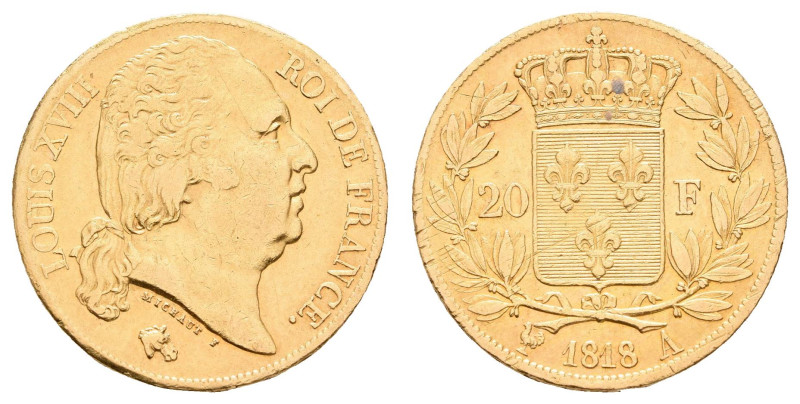 Europa und Übersee Frankreich
 20 Francs, Gold, 1818, Ludwig XVIII., A (Paris),...