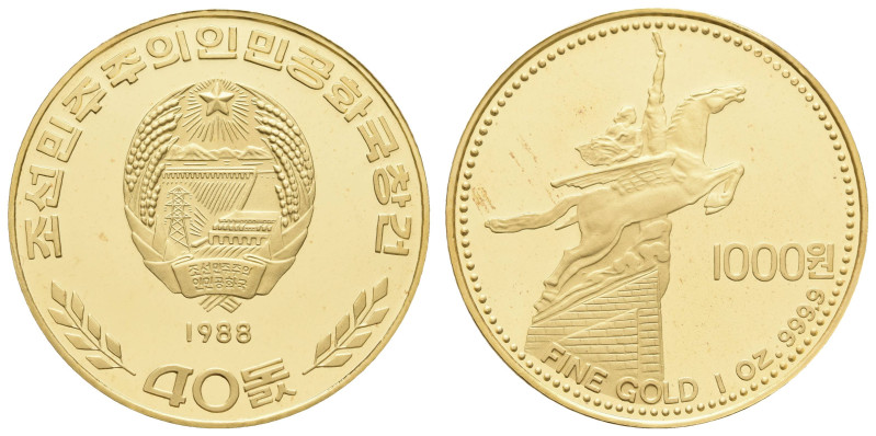 Europa und Übersee Nordkorea
 1000 Won, Gold, 1988, 40 Jahre Volksrepublik, 1 o...