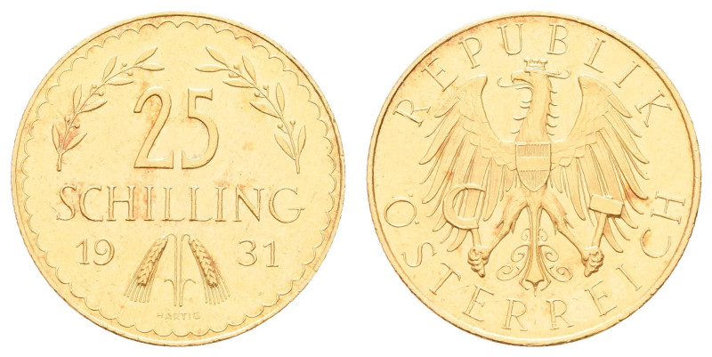 Europa und Übersee Österreich 1. Republik 1918-1938
 25 Schilling, Gold, 1931, ...