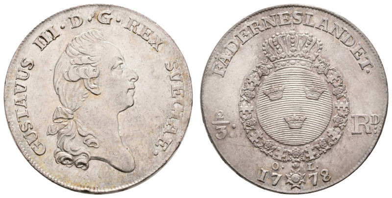 Europa und Übersee Schweden
 2/3 Riksdaler (2 Daler Silvermynt), 1778, Gustav I...