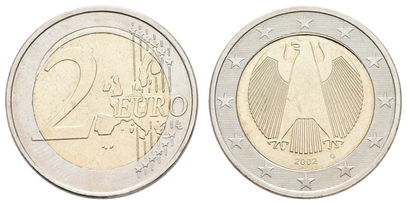 Proben, Fehl- und Verprägungen
 2 Euro, 2002, G, Verprägung, Spiegelei, kl. Kr....