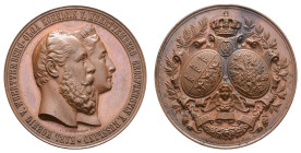Medaillen Medaillen Deutschland vor 1900
 Württemberg, Bronzemedaille (Dm. 49,1mm, 52,69g), 1871, von Schnitzspahn, auf die Silberhochzeit von Karl m...