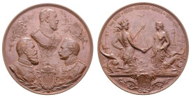 Medaillen Medaillen Deutschland vor 1900
 Schleswig, Bronzemedaille, (Dm. 59,5mm, 96,31g), 1895, von E. Herter und O. Schultz, auf die Eröffnung des ...