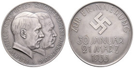Medaillen Medaillen III. Reich
 Silbermedaille 1933 (29,5 g, 45,2 mm) von Hörnlein zur Erinnerung an Hitlers Machtergreifung. Av.: Büsten Hitlers und...