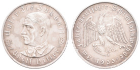 Medaillen Medaillen III. Reich
 Silbermedaille (Dm. 36,0mm, 21,63g), 1933, unsigniert (von Glöckler), auf die Machtergreifung durch Adolf Hitler. Av:...