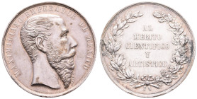 Medaillen Medaillen Ausland vor 1900
 Mexico, Maximilian I., Silberpreismedaille (38,41 g, 44,7 mm), 1864, von Navalon. D., für wissenschaftliche und...