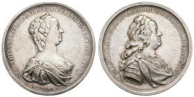 Medaillen Medaillen Ausland vor 1900
 RDR, Maria Theresia, Silbermedaille (Dm. 44,6mm, 34,96g), o.J. (1740-1780), von Donner, Prämienmedaille für Mün...