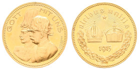 Medaillen Medaillen Deutschland nach 1900
 Preußen, Wilhelm II., Goldmedaille (ca. 22,40mm, 7,99g), 1915, auf das Bündnis mit Österreich-Ungarn. Av: ...