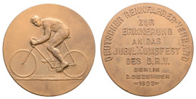 Medaillen Medaillen Deutschland nach 1900
 Berlin, Bronzemedaille (50,81 g, 49,1 mm), 1922, zur Erinnerung an das Jubiläumsfest des DRV Berlin am 2. ...