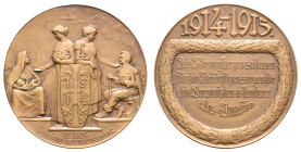 Medaillen Medaillen Ausland nach 1900
 Österreich, Franz Joseph I., Bronzemedaille (74,34 g, 66,90 mm), 1915, von Gurschner, auf die Hilfe der Wiener...