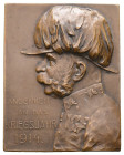 Medaillen Medaillen Ausland nach 1900
 Österreich, Franz Joseph I., einseitige, rechteckige Bronzeplakette (65,20x51,20mm, 97,19g), 1914, von Stiasny...