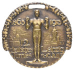 Medaillen Medaillen Sport
 Leipzig, Friedrich August III., Bronzeansteckmedaille (31,43 g, 51,10 mm), 1913, von Hans Zeissig und Wilhelm Helbing, anl...
