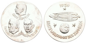Medaillen Medaillen Zeppelin
 Silbermedaille (19,84 g, 36,0 mm), 1929, auf die erste Weltfahrt des Luftschiffs Zeppelin. Av.: Die Büsten Zeppelins, E...