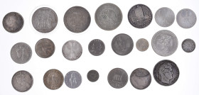 Sammlungen und Nachlässe Nachlässe
 WELT, Konvolut Weltmünzen, darunter viel Silber, etwa 5 Franc 1833 und 1873, One Rupee 1908 und 1914, Five Rupees...