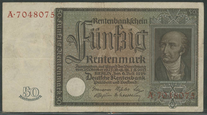 Banknoten Deutsche Reichsbanknoten 1874-1945
 III. Reich, Deutsche Rentenbank, ...