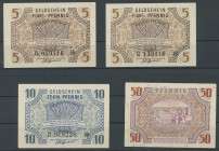 Banknoten Banknoten Deutsche Besetzung 2. Weltkrieg
 Französische Besatzungszone, Rheinland-Pfalz, Landesregierung, 5 Pfennig 1947 (I u. II), 10 Pfen...