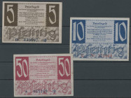 Banknoten Banknoten Deutsche Besetzung 2. Weltkrieg
 Französische Besatzungszone, Württemberg-Hohenzollern, Finanzministerium, Satz zu 5, 10 und 50 P...