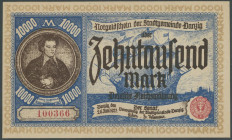 Banknoten Geldscheine der deutschen Kolonien
 Deutsche Nebengebiete-Freie Stadt Danzig, 10.000 Mark 26.6.1923, Ro. 799/ P18, kassenfrisch, Erh. I/unc...