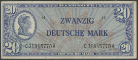 Banknoten Geldscheine Bank deutscher Länder
 20 Deutsche Mark, ohne Datum (1948), Liberty, Kenn-Bst.: C, Serie: A, Ro. 246 a, Erh. III.