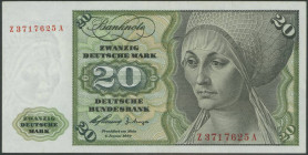 Banknoten Geldscheine Deutsche Bundesbank
 20 Deutsche Mark 2.1.1960, Austauschnote, Ro. 264e/ P 20, Erh. II.