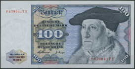 Banknoten Geldscheine Deutsche Bundesbank
 100 Deutsche Mark 2.1.1960, Serie P/Y, Ro. 266e/ P 22, Erh. I.