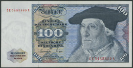 Banknoten Geldscheine Deutsche Bundesbank
 100 Deutsche Mark 2.1.1977, Austauschnote Ser ZE/A, Ros. 278b/P34b, Erh. I-.