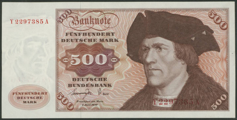 Banknoten Geldscheine Deutsche Bundesbank
 500 Deutsche Mark 1.6.1977 Austausch...