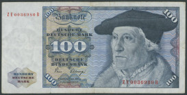 Banknoten Geldscheine Deutsche Bundesbank
 100 Deutsche Mark 2.1.1980, Austauschnote, Rev. links unten ohne Copy, Ser. ZE/B, Ros. 284b/P34c, Erh. III...