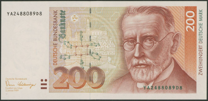 Banknoten Geldscheine Deutsche Bundesbank
 200 Deutsche Mark 2.1.1989, Austausc...